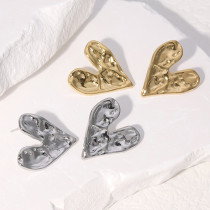 Love shaped stainless steel earrings, personalized irregular titanium steel earrings