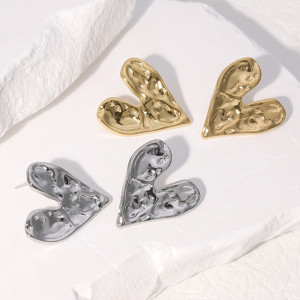 Love shaped stainless steel earrings, personalized irregular titanium steel earrings
