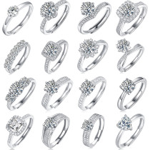 Wholesale Moissanite Ring 925 Silver Women's Ring   Adjustable Opening