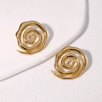 Gold plated earrings with spiral style, cool and non fading stainless steel earrings