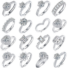 Wholesale Moissanite Ring 925 Silver Women's Ring   Adjustable Opening