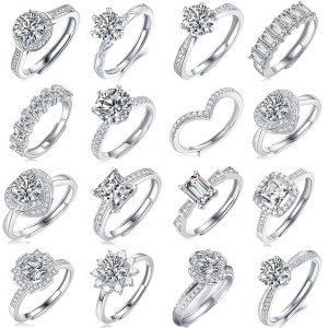 Wholesale Moissanite Ring 925 Silver Women's Ring   Adjustable Opening