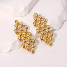 Geometric hollow earrings with exaggerated and non fading temperament, stainless steel earrings