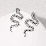 Serpentine shaped titanium steel earrings and non fading punk stainless steel earrings