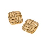 Geometric square woven pattern earrings with fashionable temperament, stainless steel earrings for women