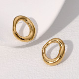 Geometric hollow irregular simple stainless steel circle earrings