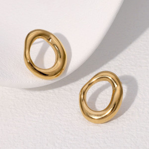 Geometric hollow irregular simple stainless steel circle earrings