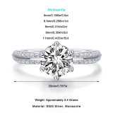 1ct  2ct 3ct 5ct moissanite S925 Silver Ring Party Wedding Women's Ring