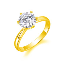 Wholesale six claw set S925 silver moissanite plated 18K white gold wedding ring