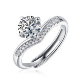S925 silver ring moissanite Adjustable Opening