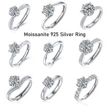 S925 silver ring moissanite Adjustable Opening
