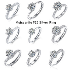 S925 silver ring moissanite Adjustable Opening