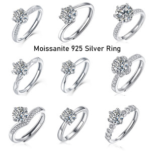 S925 silver ring moissanite Adjustable Opening
