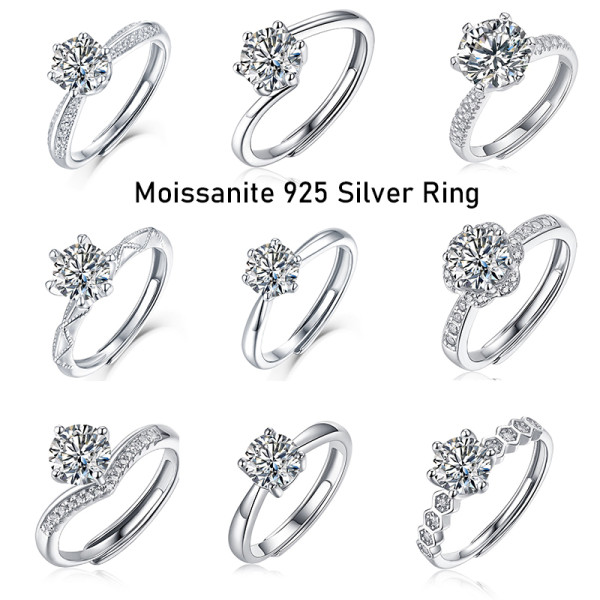 S925 silver ring moissanite Adjustable Opening