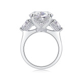 Egg shaped 12 carat women's ring S925 silver moissanite ring plated with platinum