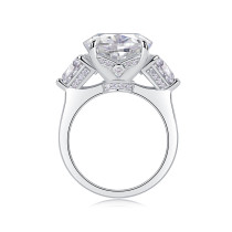 Egg shaped 12 carat women's ring S925 silver moissanite ring plated with platinum