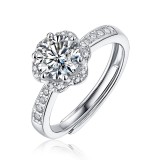 S925 silver ring moissanite Adjustable Opening