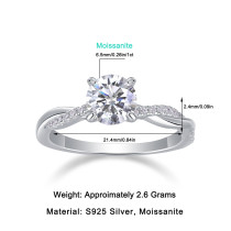 Moissanite ring S925 silver 1-carat closed ring