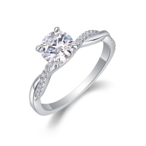 Moissanite ring S925 silver 1-carat closed ring