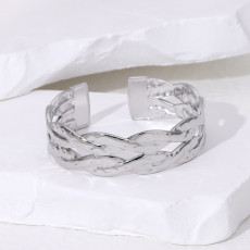 Titanium steel bracelet with non fading woven pattern and stainless steel bracelet