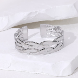Titanium steel bracelet with non fading woven pattern and stainless steel bracelet