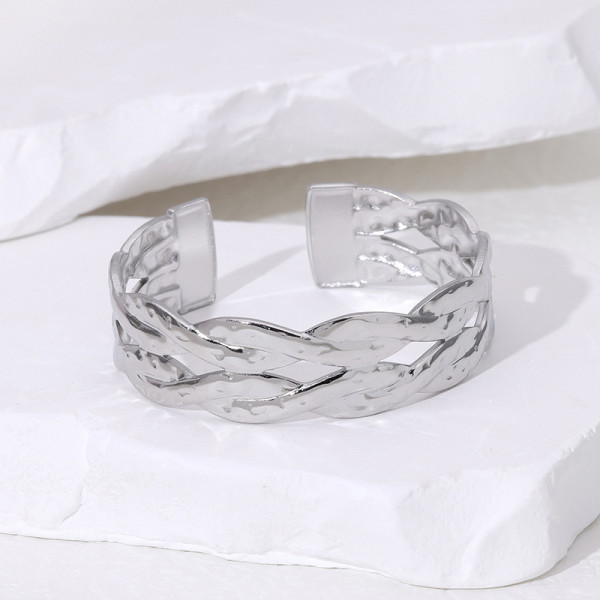 Titanium steel bracelet with non fading woven pattern and stainless steel bracelet