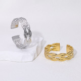 Titanium steel bracelet with non fading woven pattern and stainless steel bracelet