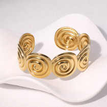 Stainless steel open bracelet plated with 18K gold, non fading titanium steel bracelet
