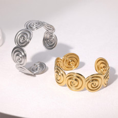 Stainless steel open bracelet plated with 18K gold, non fading titanium steel bracelet