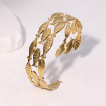 Stainless steel small fish bracelet for women, 18k gold-plated open titanium steel hand jewelry