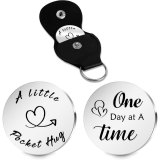 Inspirational Text Token Decision Coin Gift for Friends Stainless Steel Keychain Car Key Pendant