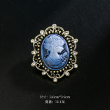 Rhinestone beauty head brooch electroplated alloy retro chest flower women's clothing accessory pin