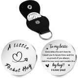 Inspirational Text Token Decision Coin Gift for Friends Stainless Steel Keychain Car Key Pendant