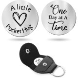 Inspirational Text Token Decision Coin Gift for Friends Stainless Steel Keychain Car Key Pendant