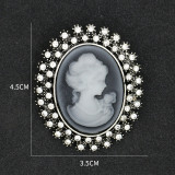 Rhinestone beauty head brooch electroplated alloy retro chest flower women's clothing accessory pin