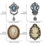 Rhinestone beauty head brooch electroplated alloy retro chest flower women's clothing accessory pin