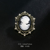 Rhinestone beauty head brooch electroplated alloy retro chest flower women's clothing accessory pin