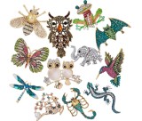 Frog brooch, owl brooch, dragonfly butterfly enamel chest flower, peacock animal brooch, clothing accessories