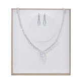 Water Diamond Necklace Earring Set Exquisite Flower Shaped Zircon Necklace Two Piece Set