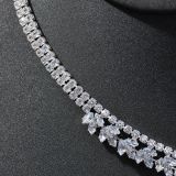 Water Diamond Necklace Earring Set Exquisite Flower Shaped Zircon Necklace Two Piece Set