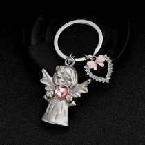 Smile Guardian Angel Jewelry Zircon Accessories Heart Keychain Bag Pendant Alloy Hanging Decor