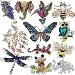 Frog brooch, owl brooch, dragonfly butterfly enamel chest flower, peacock animal brooch, clothing accessories