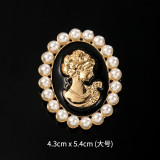 Rhinestone beauty head brooch electroplated alloy retro chest flower women's clothing accessory pin