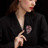 Purple crystal brooch clip, women's clothing accessories, chest flower scarf buckle