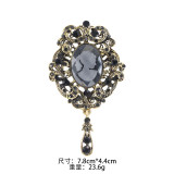 Rhinestone beauty head brooch electroplated alloy retro chest flower women's clothing accessory pin
