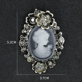 Rhinestone beauty head brooch electroplated alloy retro chest flower women's clothing accessory pin