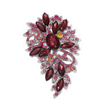 Purple crystal brooch clip, women's clothing accessories, chest flower scarf buckle