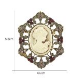Rhinestone beauty head brooch electroplated alloy retro chest flower women's clothing accessory pin