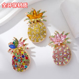Colorful diamond studded fruit pineapple brooch, chest flower, women's accessories, brooch jewelry
