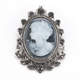Rhinestone beauty head brooch electroplated alloy retro chest flower women's clothing accessory pin